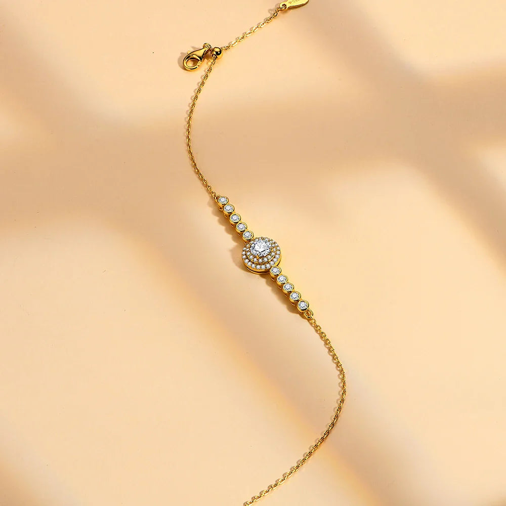 Pulseira Enigma com Moissanites – Ouro 18k