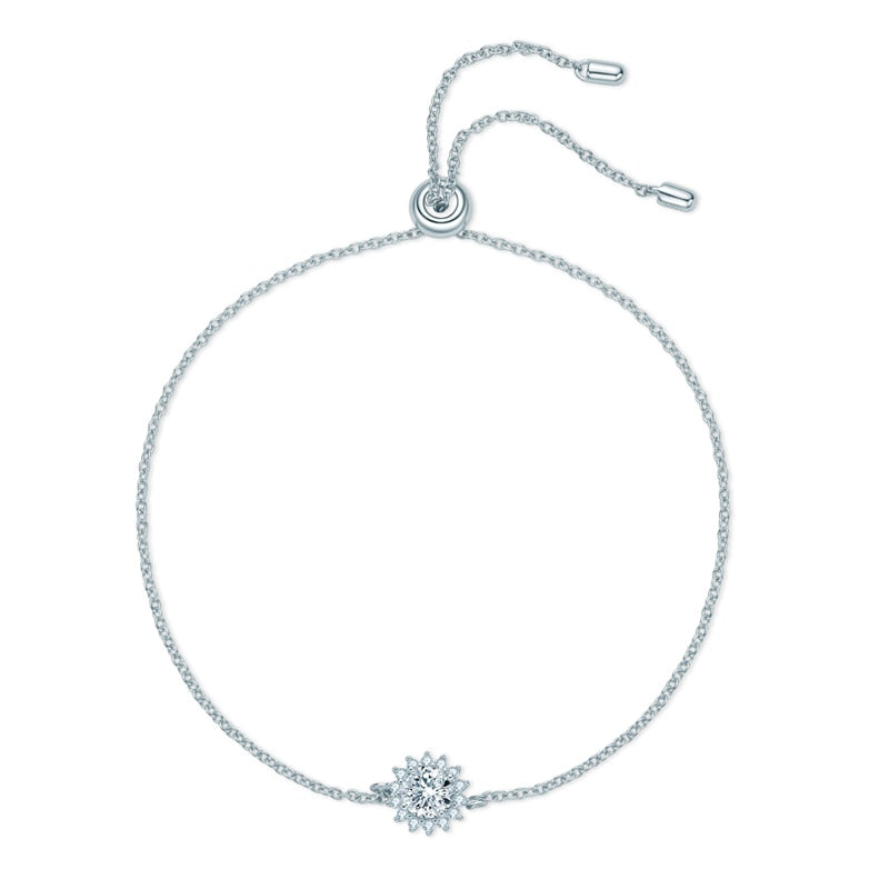 Pulseira Raio de Sol com Moissanites – Ouro Branco 14k