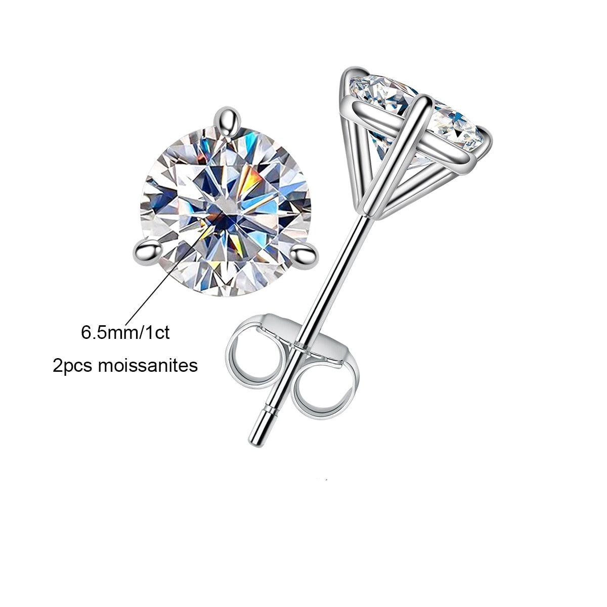 Brinco Solitário 3 Garras com Moissanite – Prata 925