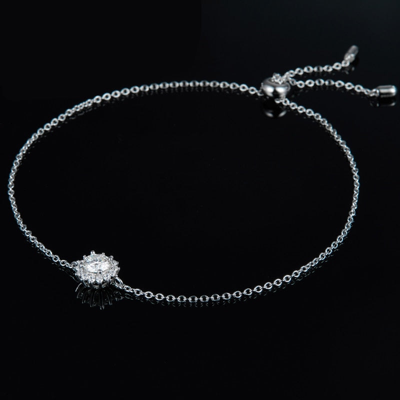 Pulseira Raio de Sol com Moissanites – Ouro Branco 14k