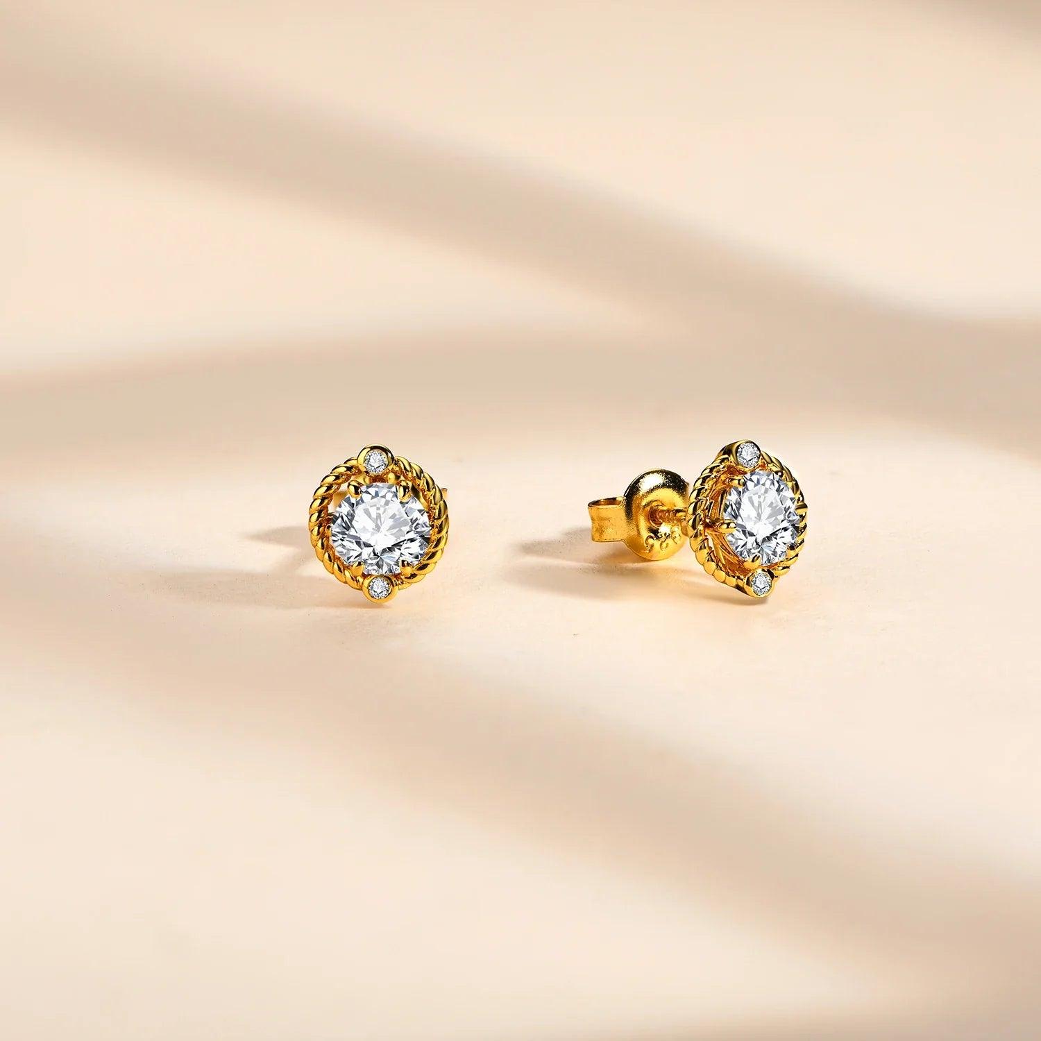Brinco Espiral com Moissanite – Ouro 18k