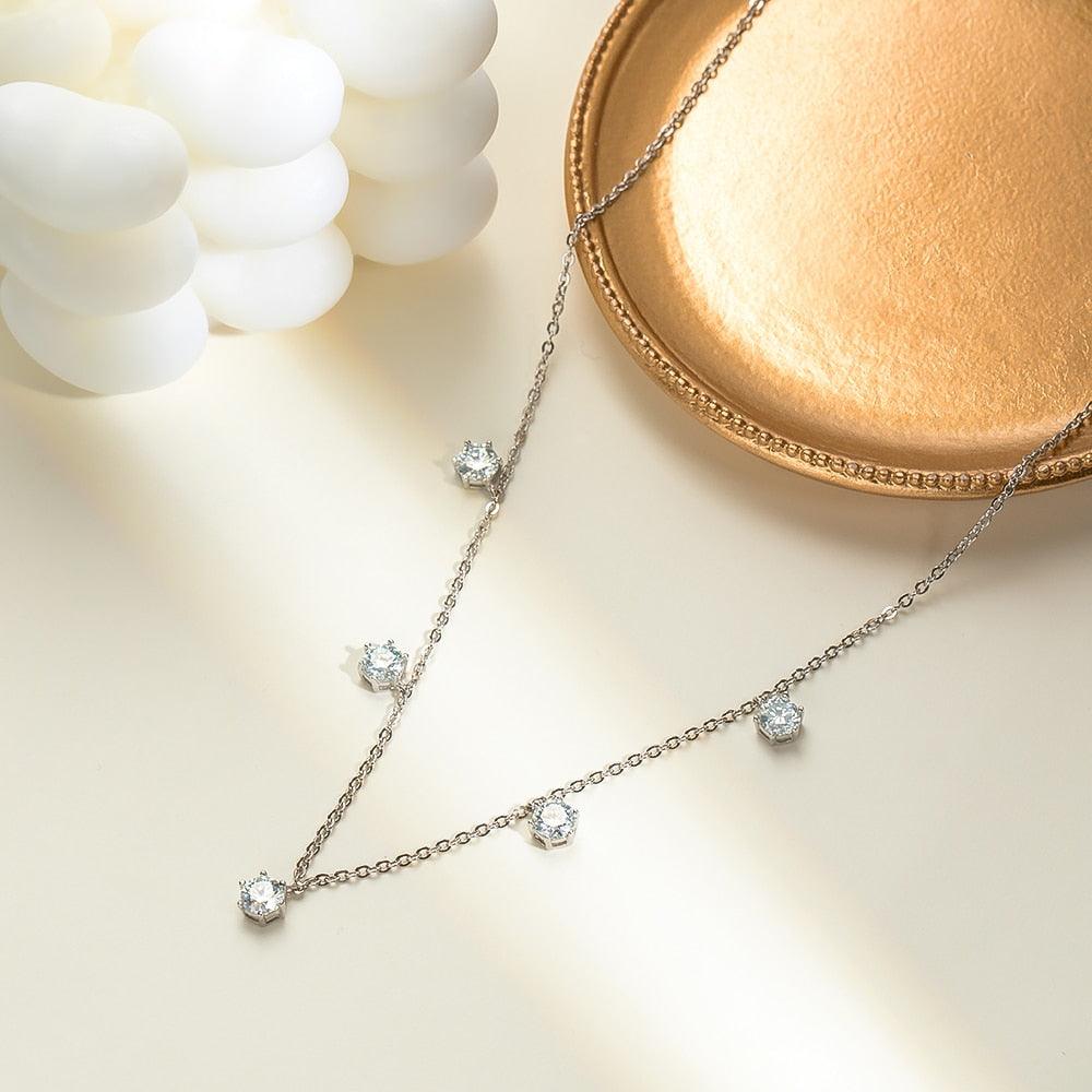 Colar Jasmim com Moissanites – Prata 925