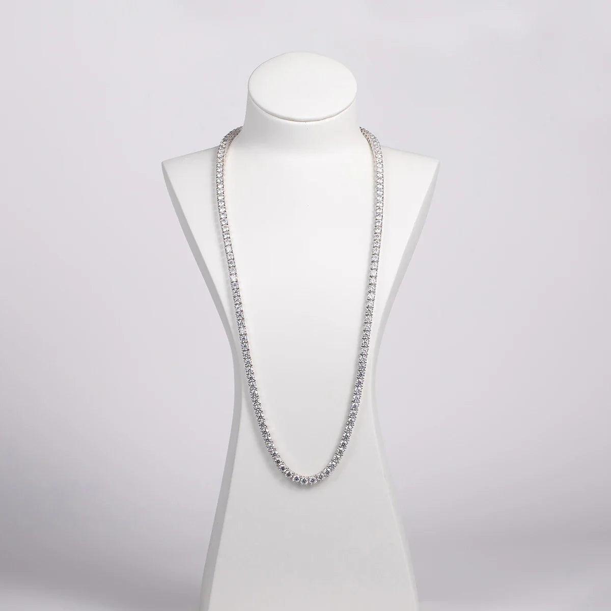 Colar Riviera com Moissanites – Ouro Branco 18k
