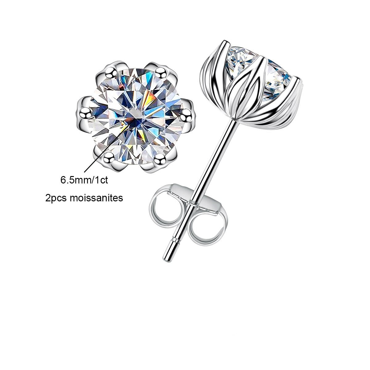 Brinco Flor de Lótus com Moissanite – Prata 925