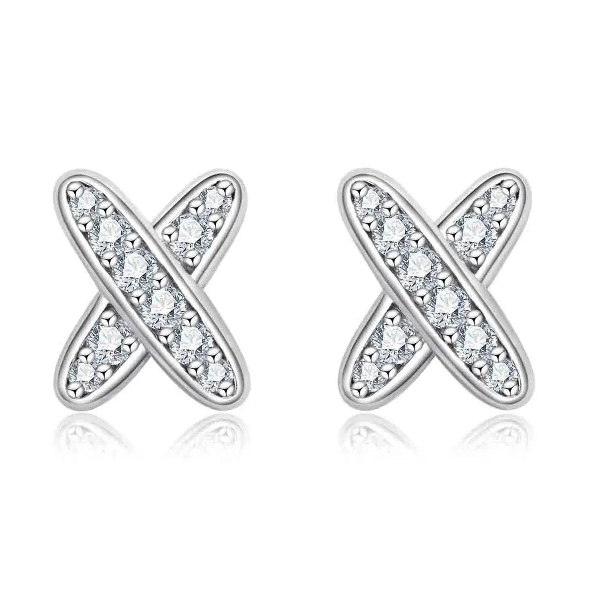 Brinco Cruz com Moissanite – Prata 925