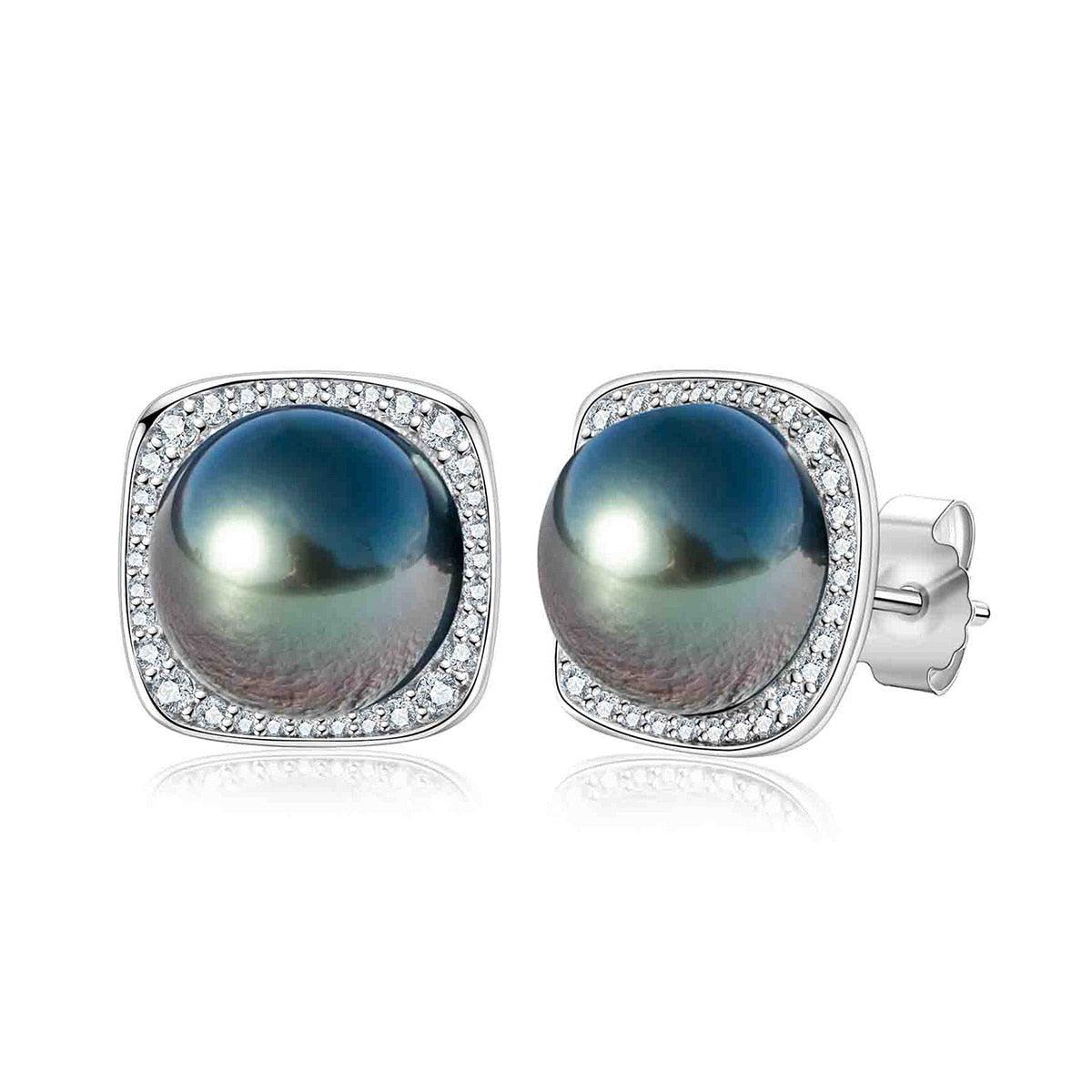 Brinco Pérola Radiante com Moissanite – Ouro Branco 18k