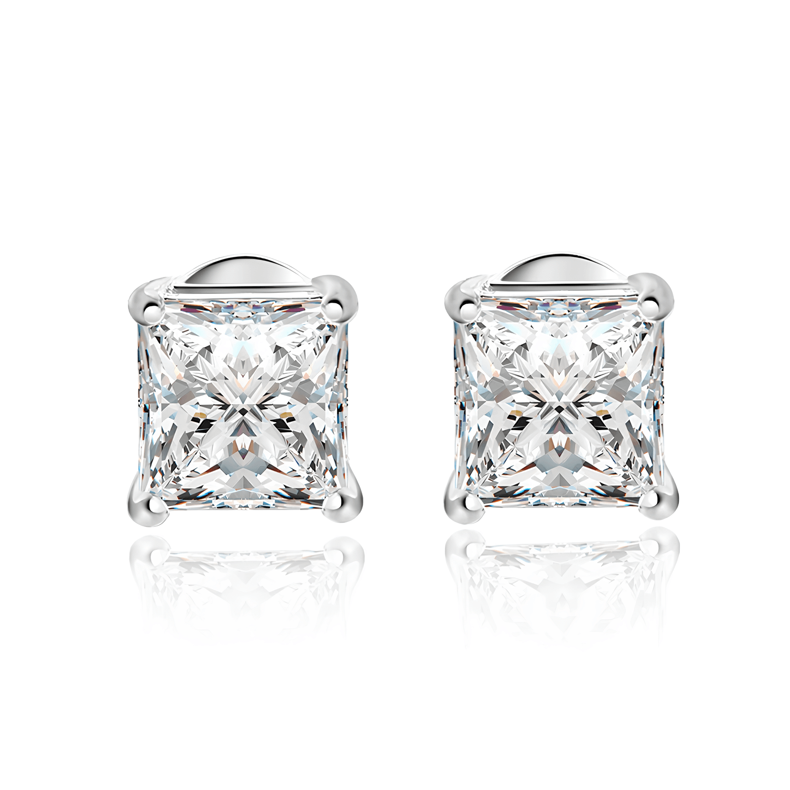 Brinco Solitário Princess com Moissanite – Prata 925