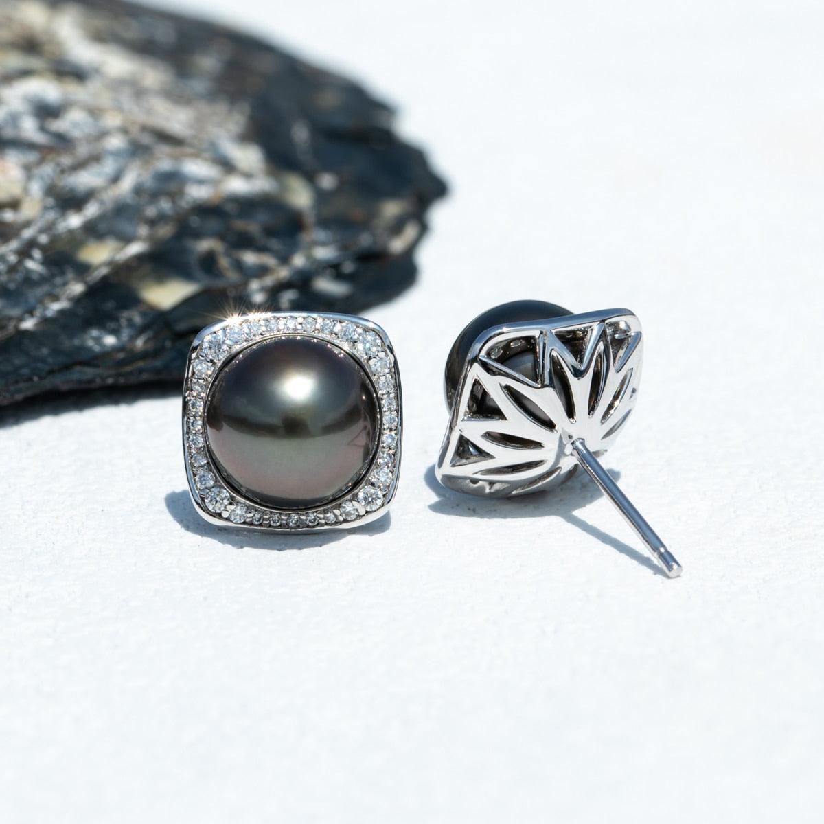 Brinco Pérola Radiante com Moissanite – Ouro Branco 18k