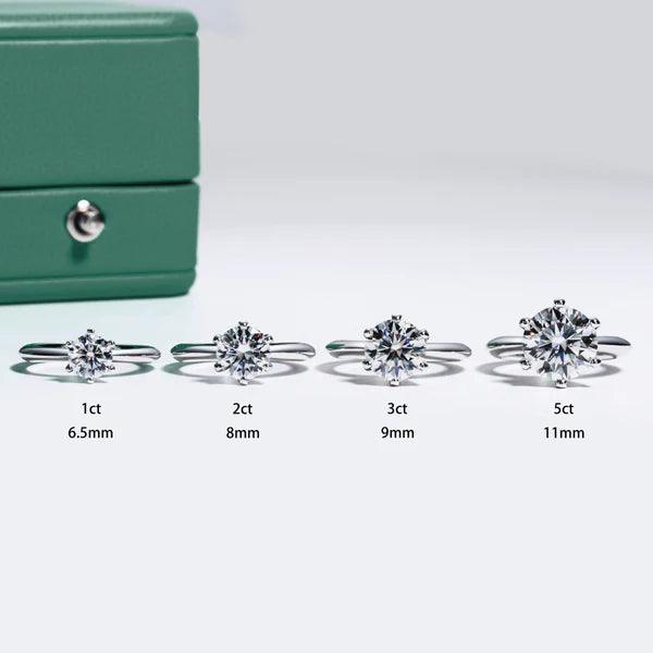 Anel Solitário com Moissanite Brilhante – Prata 925