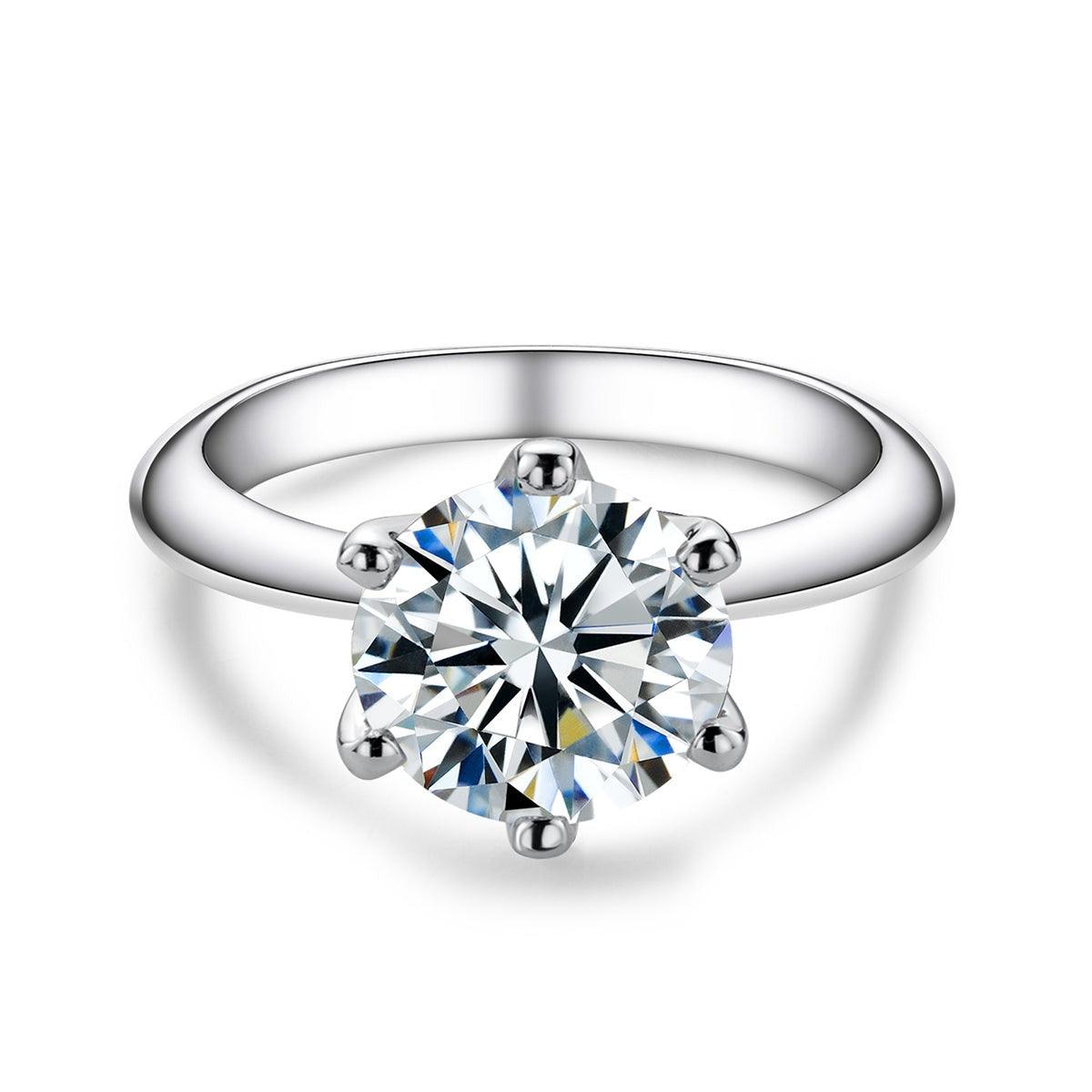 Anel Solitário com Moissanite Brilhante – Prata 925