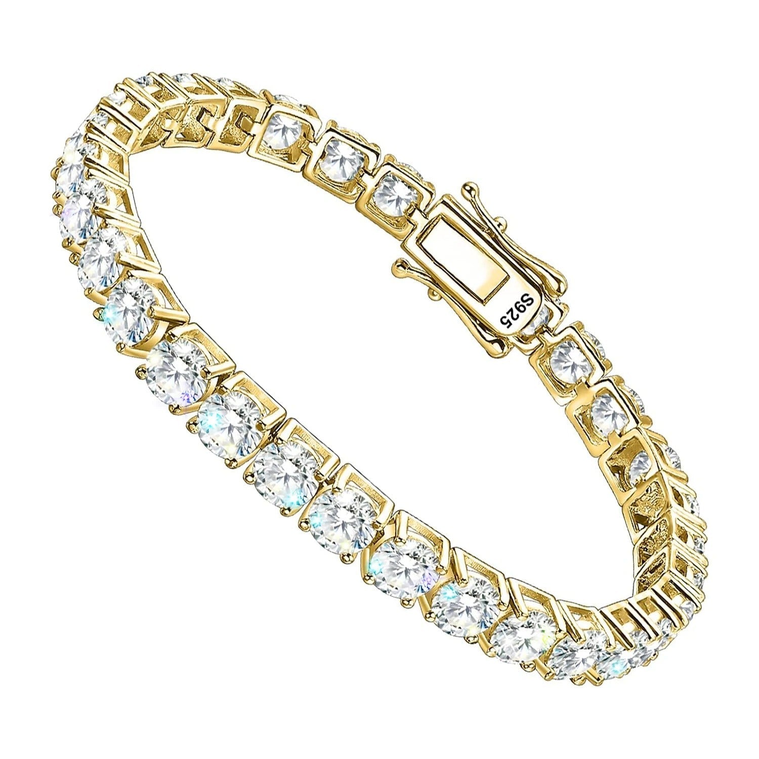 Pulseira 4.0mm Moissanite Riviera com Pedras Brilhantes