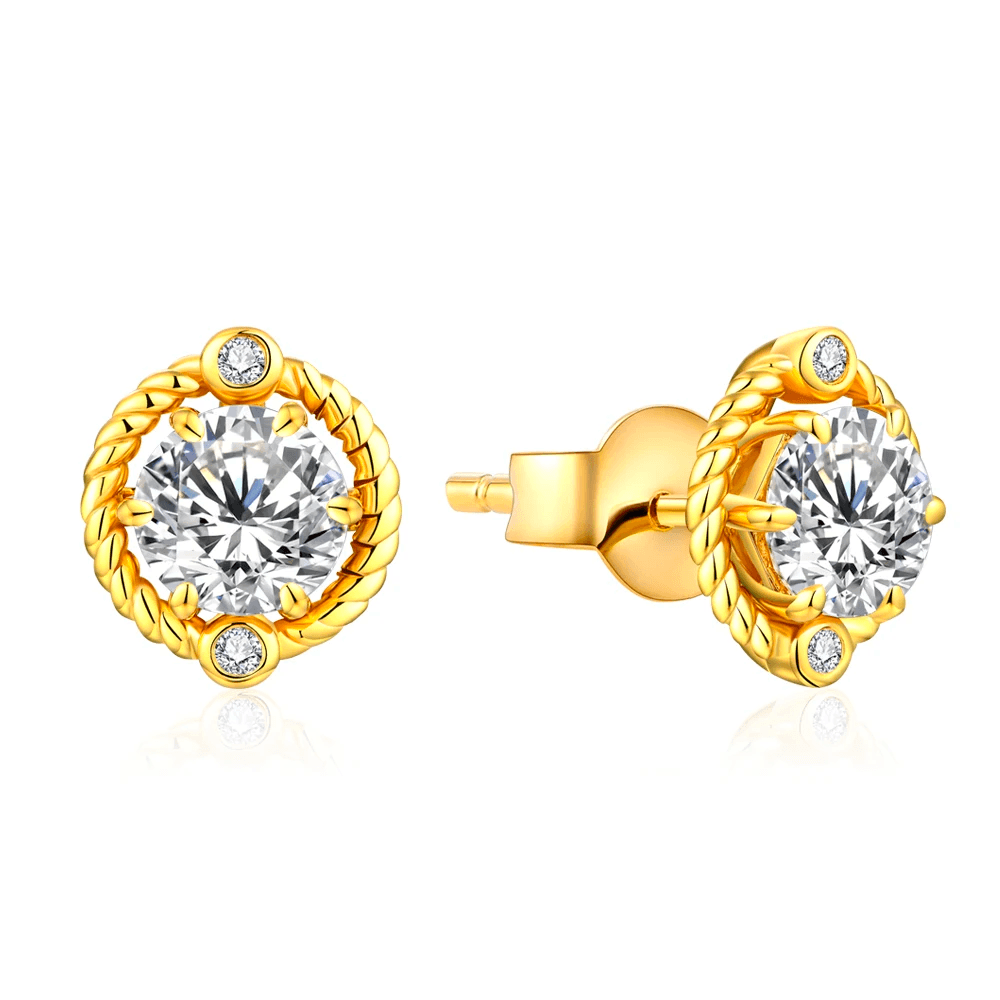 Brinco Espiral com Moissanite – Ouro 18k