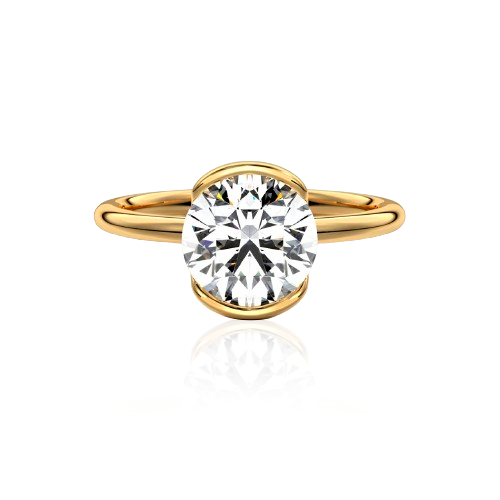 Anel Solitário Brilhante com Alça Dupla – Ouro 18k