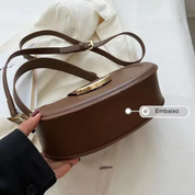 Bolsa Transversal Feminina Estilo Meia-Lua Com Alça Longa e Fecho Dourado - Lorena