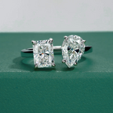 Anel Radiant com Moissanite – Ouro Branco 18k