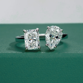 Anel Radiant com Moissanite – Ouro Branco 18k