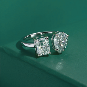 Anel Radiant com Moissanite – Ouro Branco 18k