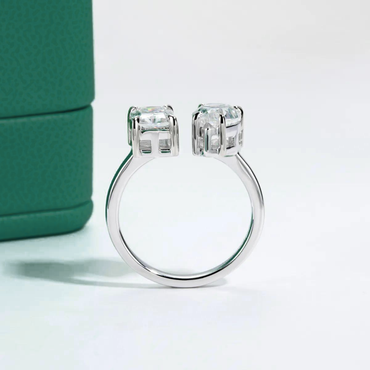 Anel Radiant com Moissanite – Ouro Branco 18k