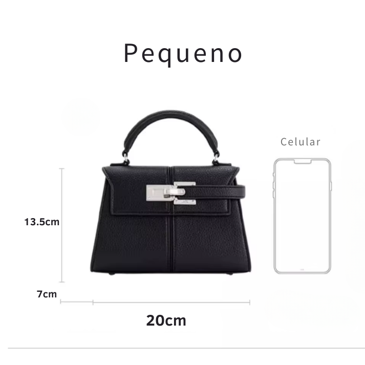 Bolsa Feminina de Couro Transversal Com Fecho Dourado – Anne