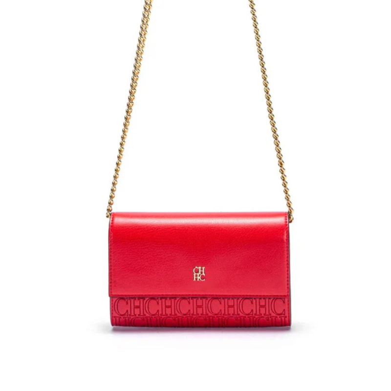 Bolsa Feminina Transversal de Couro com Corrente Ouro 18k - Megan