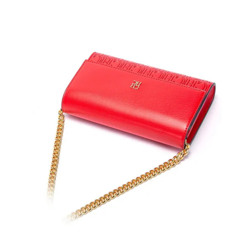 Bolsa Feminina Transversal de Couro com Corrente Ouro 18k - Megan