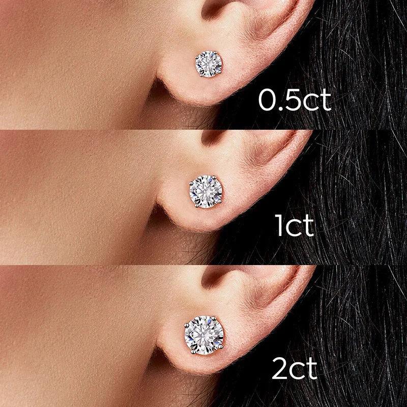 Brinco Solitário 4 Garras com Moissanite – Prata 925
