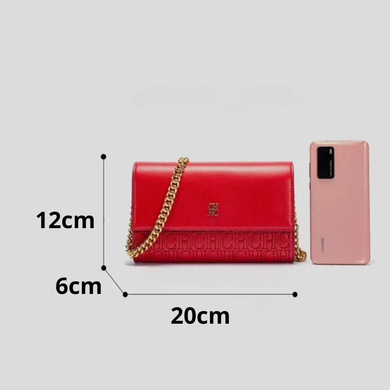Bolsa Feminina Transversal de Couro com Corrente Ouro 18k - Megan