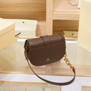 Bolsa Transversal de Couro com Alça de Corrente Dourada e Fecho Metálico Luxo - Lidu