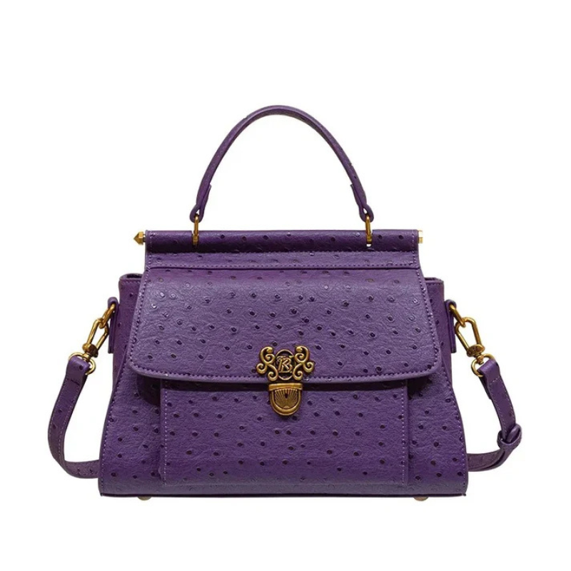 Bolsa Feminina de Couro Legitimo com Fecho Dourado Detalhado - Elen