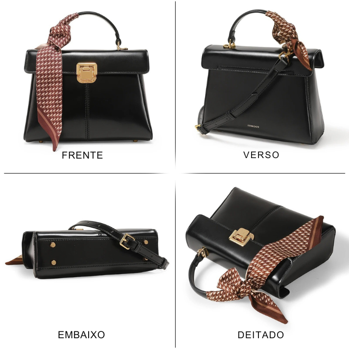 Bolsa Feminina de Couro Clássica Noir Elegance
