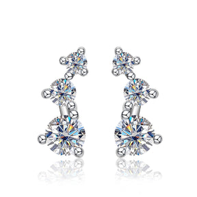 Brinco Trio com Moissanites – Ouro Branco 18k