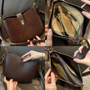 Bolsa Crossbody Feminina em Camurça com Alça Regulável e Fecho Dourado Sofisticada - Aurora