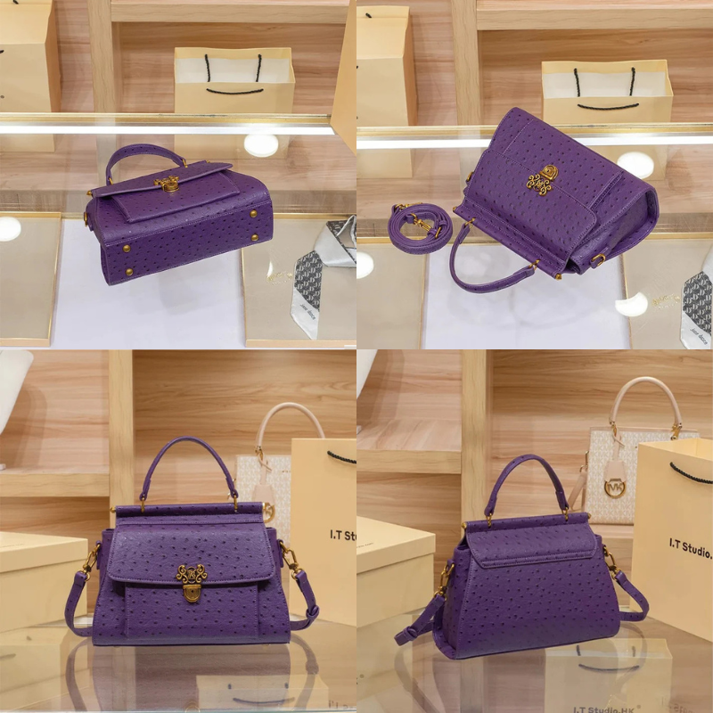 Bolsa Feminina de Couro Legitimo com Fecho Dourado Detalhado - Elen