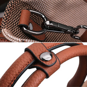 Bolsa Tote Feminina Xadrez Clássica em Tecido e Couro Caramelo - Elegante