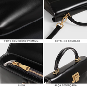 Bolsa Feminina de Couro Clássica Noir Elegance