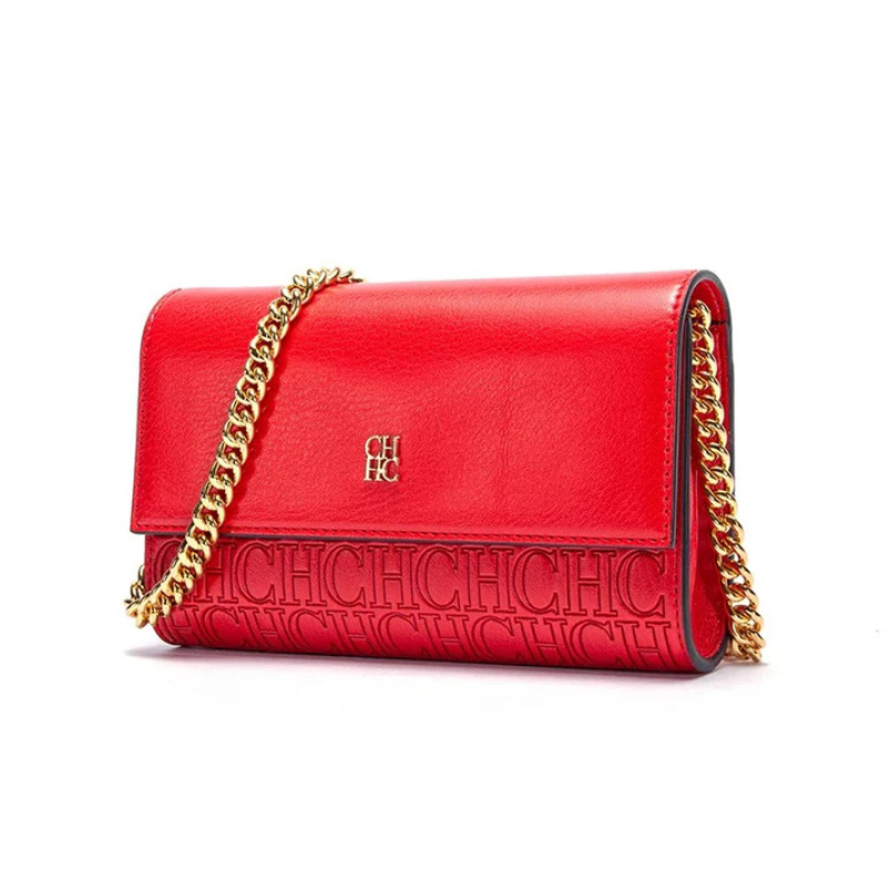 Bolsa Feminina Transversal de Couro com Corrente Ouro 18k - Megan