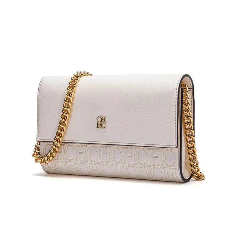 Bolsa Feminina Transversal de Couro com Corrente Ouro 18k - Megan