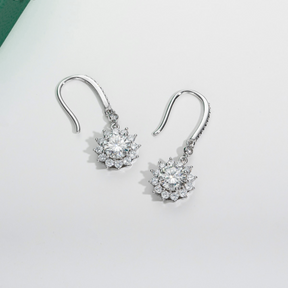 Brinco Gota Girassol com Moissanite – Prata 925