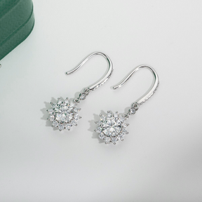 Brinco Gota Girassol com Moissanite – Prata 925