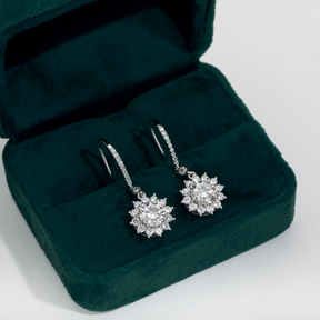 Brinco Gota Girassol com Moissanite – Prata 925
