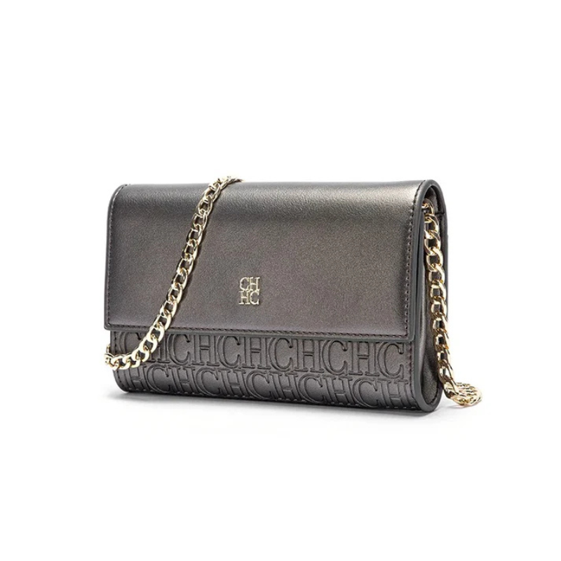 Bolsa Feminina Transversal de Couro com Corrente Ouro 18k - Megan