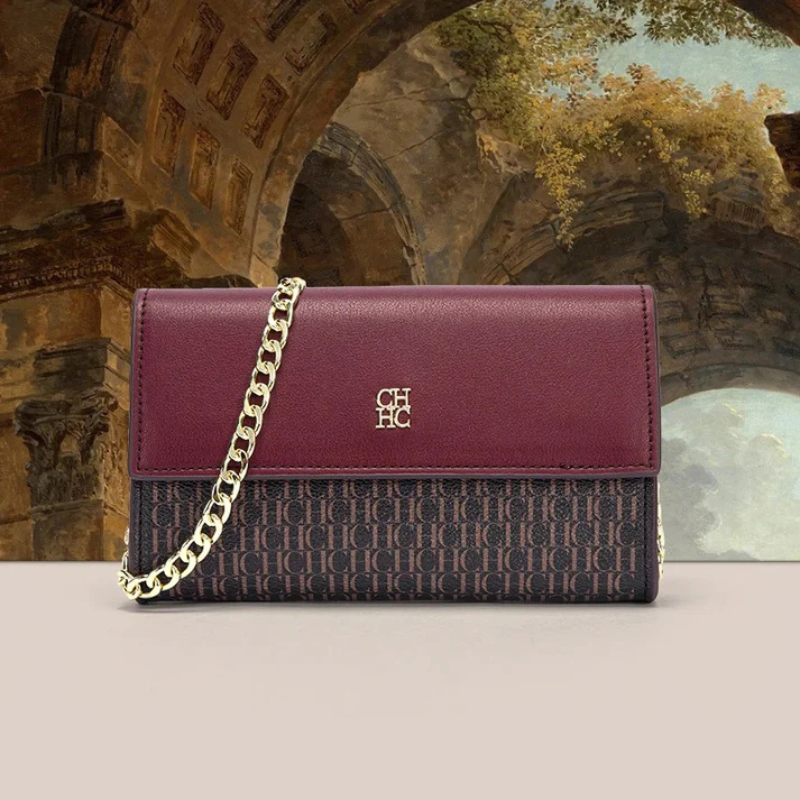 Bolsa Feminina Transversal de Couro com Corrente Ouro 18k - Megan