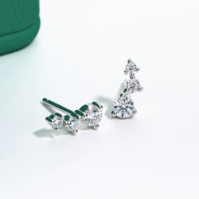 Brinco Trio com Moissanites – Ouro Branco 18k