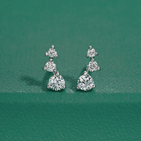 Brinco Trio com Moissanites – Ouro Branco 18k
