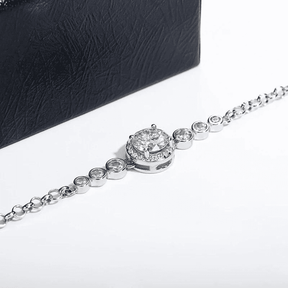 Pulseira de Moissanite 1 quilate Prata 925 Design Elegante com Pedra Central Brilhante