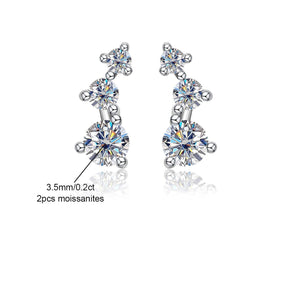 Brinco Trio com Moissanites – Ouro Branco 18k