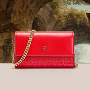 Bolsa Feminina Transversal de Couro com Corrente Ouro 18k - Megan