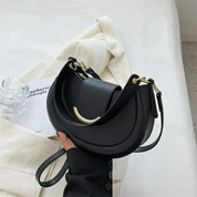 Bolsa Transversal Feminina Estilo Meia-Lua Com Alça Longa e Fecho Dourado - Lorena