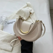 Bolsa Transversal Feminina Estilo Meia-Lua Com Alça Longa e Fecho Dourado - Lorena