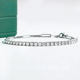 Pulseira Riviera Balance com Moissanites – Ouro Branco 18k